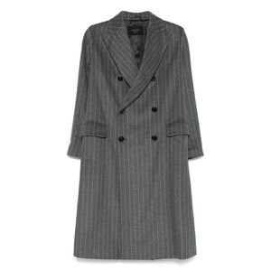 PALTO Double-Breasted Pinstripe Wool Blend Coat Women GREY Coats & Jackets